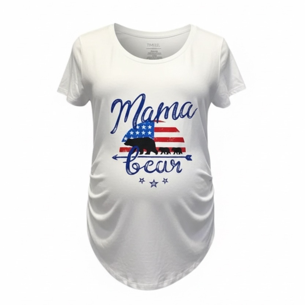 NWOT Time & Tru Maternity White 'Mama Bear' Graphic Short Sleeve T-Shirt- Size M